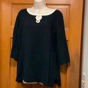 Navy & white cardigan 3/4 sleeve